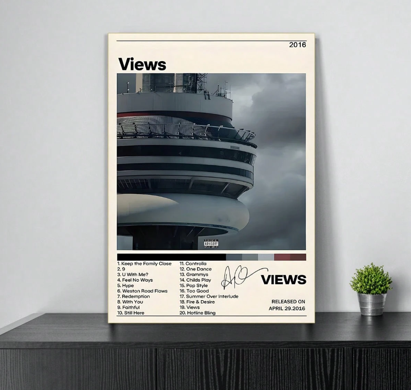 Drake Album Poster canvas painted frame